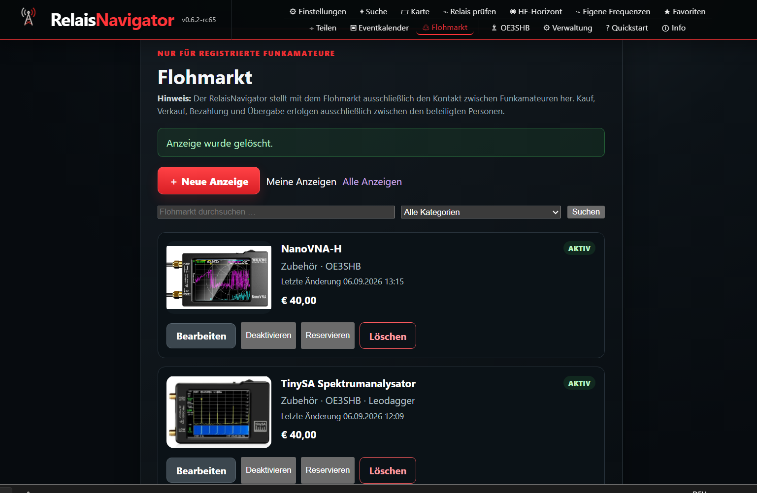Flohmarkt im RelaisNavigator